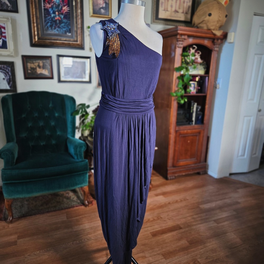 Matthew Williamson for Impulse Macys Purple One Shoulder‎ Beaded Star Maxi Dress